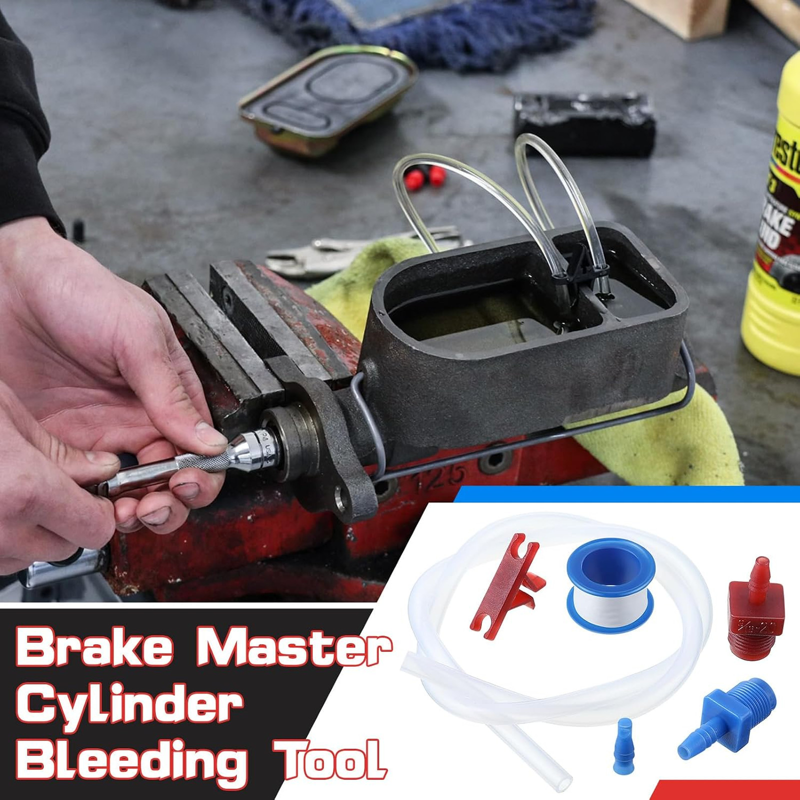 Brake System Bleeder Kit Replacement for 14151 Includes 22 Inch Hose Clips SAE