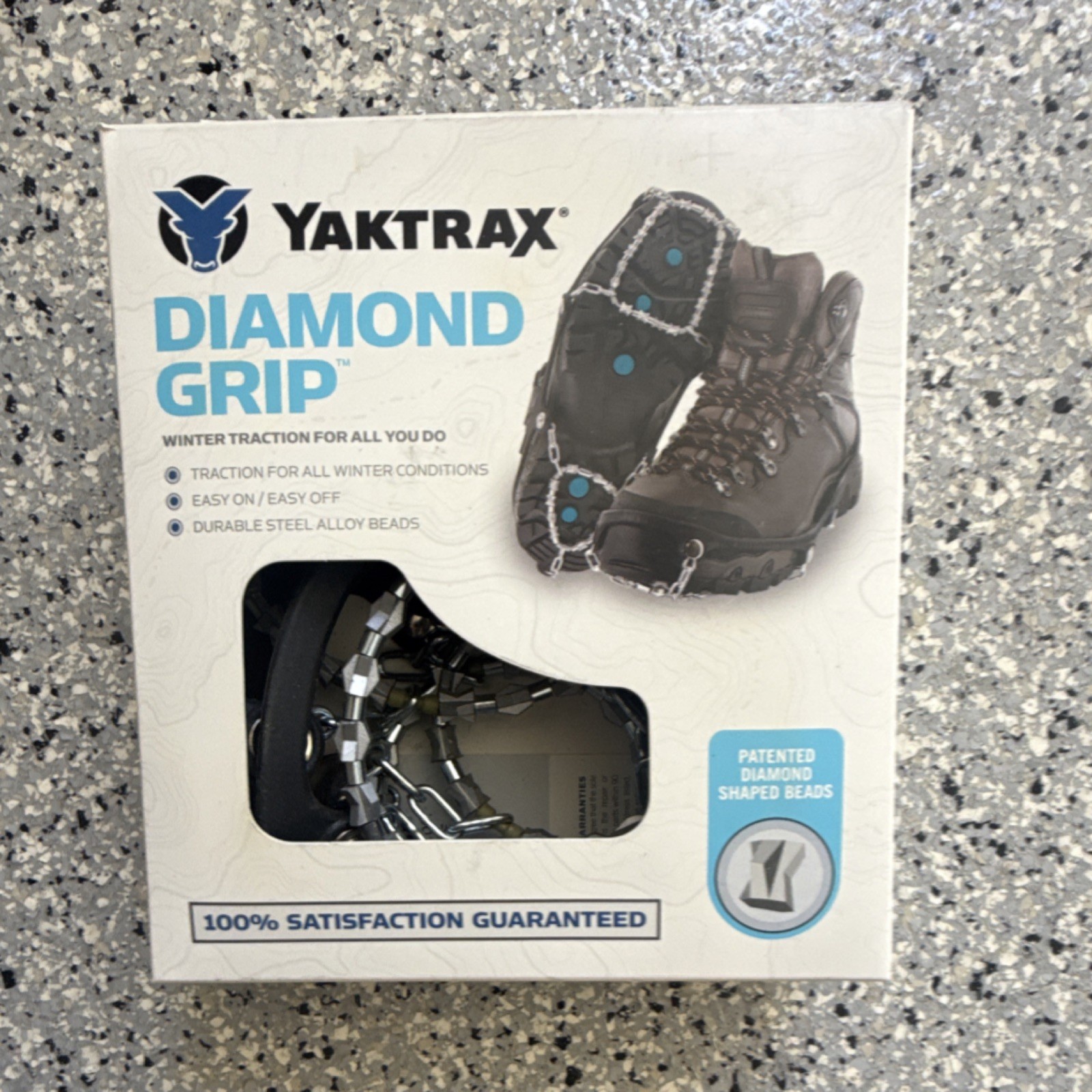 Yaktrax Diamond Grip Ice Cleats Black Durable Steel Alloy Beads Easy On/Off