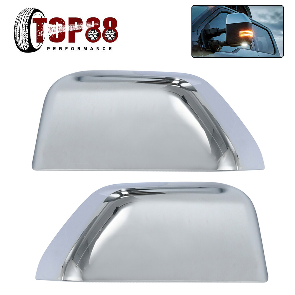 Top Half Chrome Mirror Covers Cap For 2017~2022 Ford F250 F350 F450 Super Duty