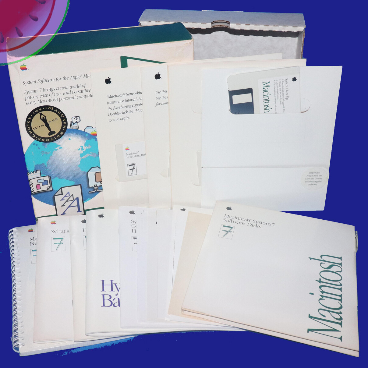 Apple System 7 Personal Upgrade Kit Software & Manuals + Hypercard 1991 M8220LL