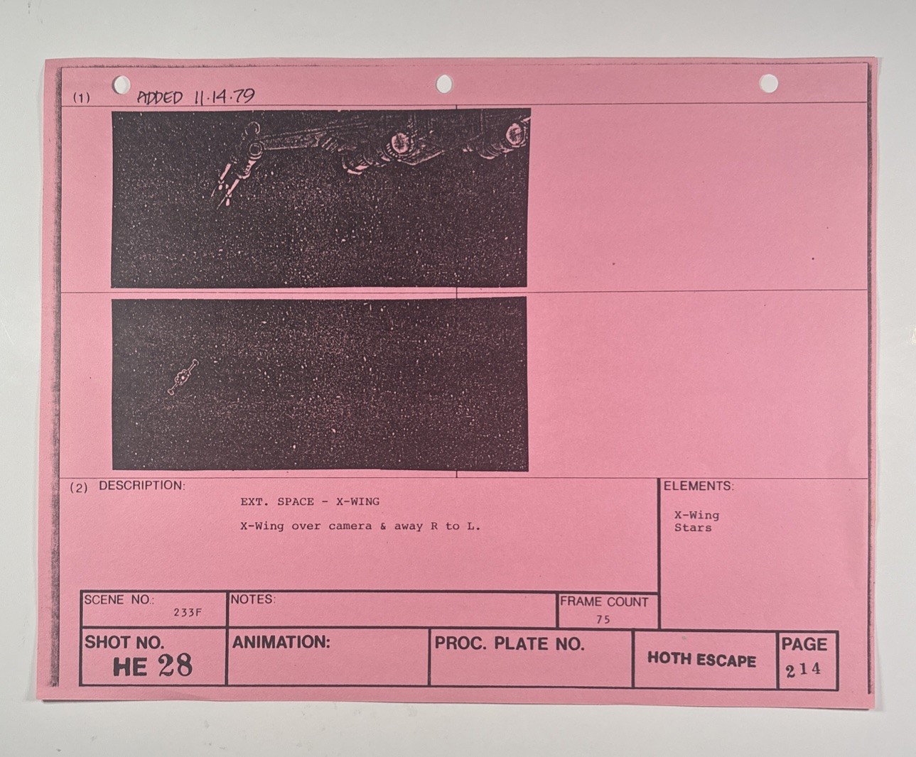 Star wars storyboard Empire Strikes Back movie Prop Rebel Disney Art EB2-95