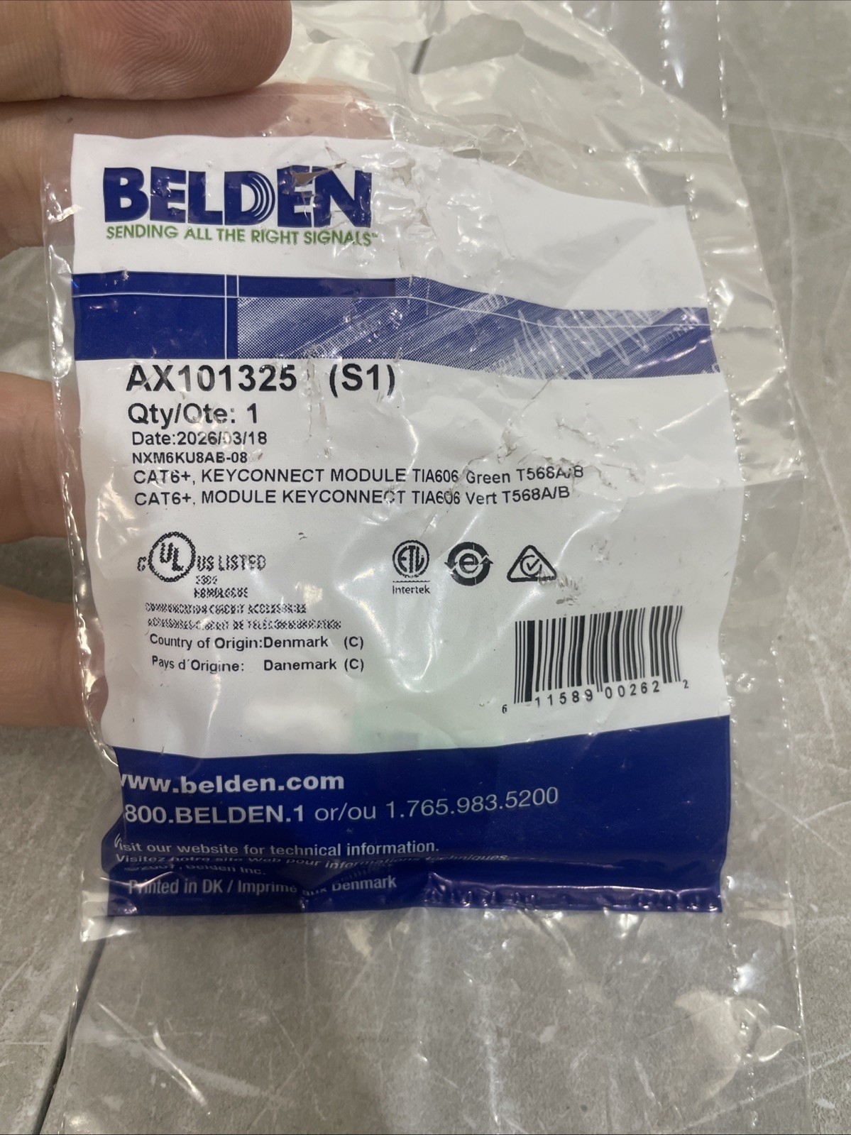 Belden AX101325 NXM6KUBAB-08 Vert TIA606 Green