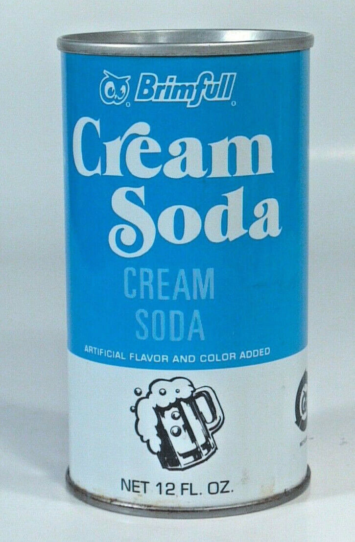 Vintage Brimfull Cream Soda Pop Can Straight Steel Red Owl Hopkins MN