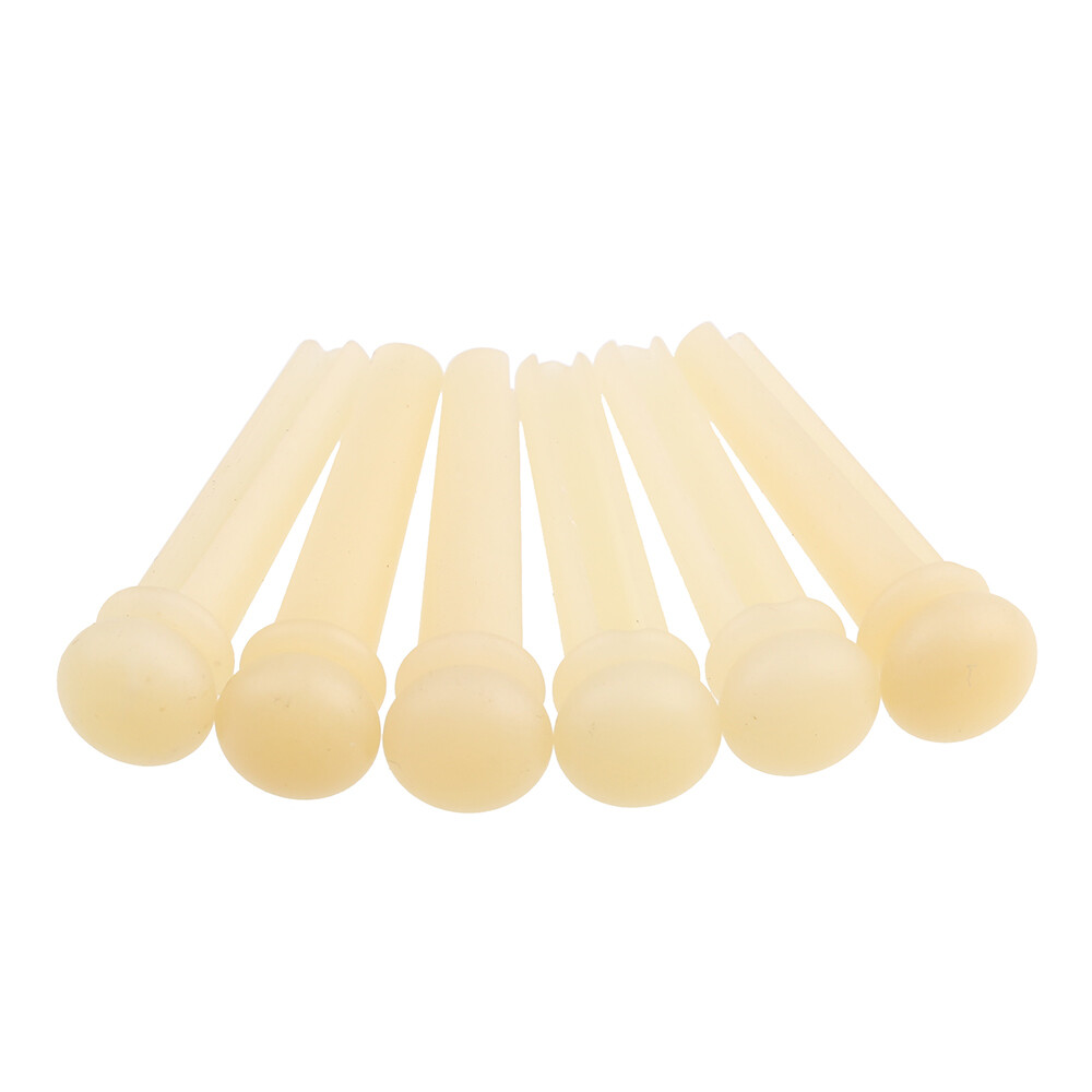 6PCS Unbleached Acoustic Guitar Bone Bridge Pins, Standard Size 3° Taper