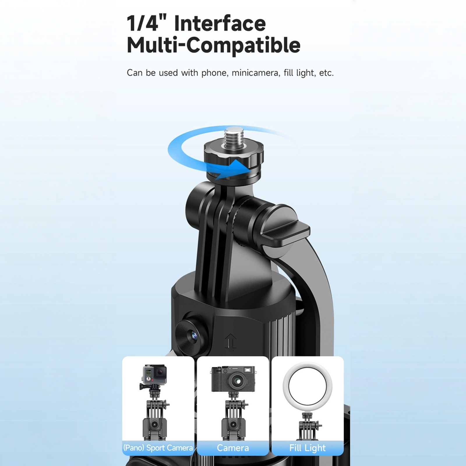 64'' Selfie Stick AI Face Tracking Tripod 360° Rotation Remote & Gesture Control