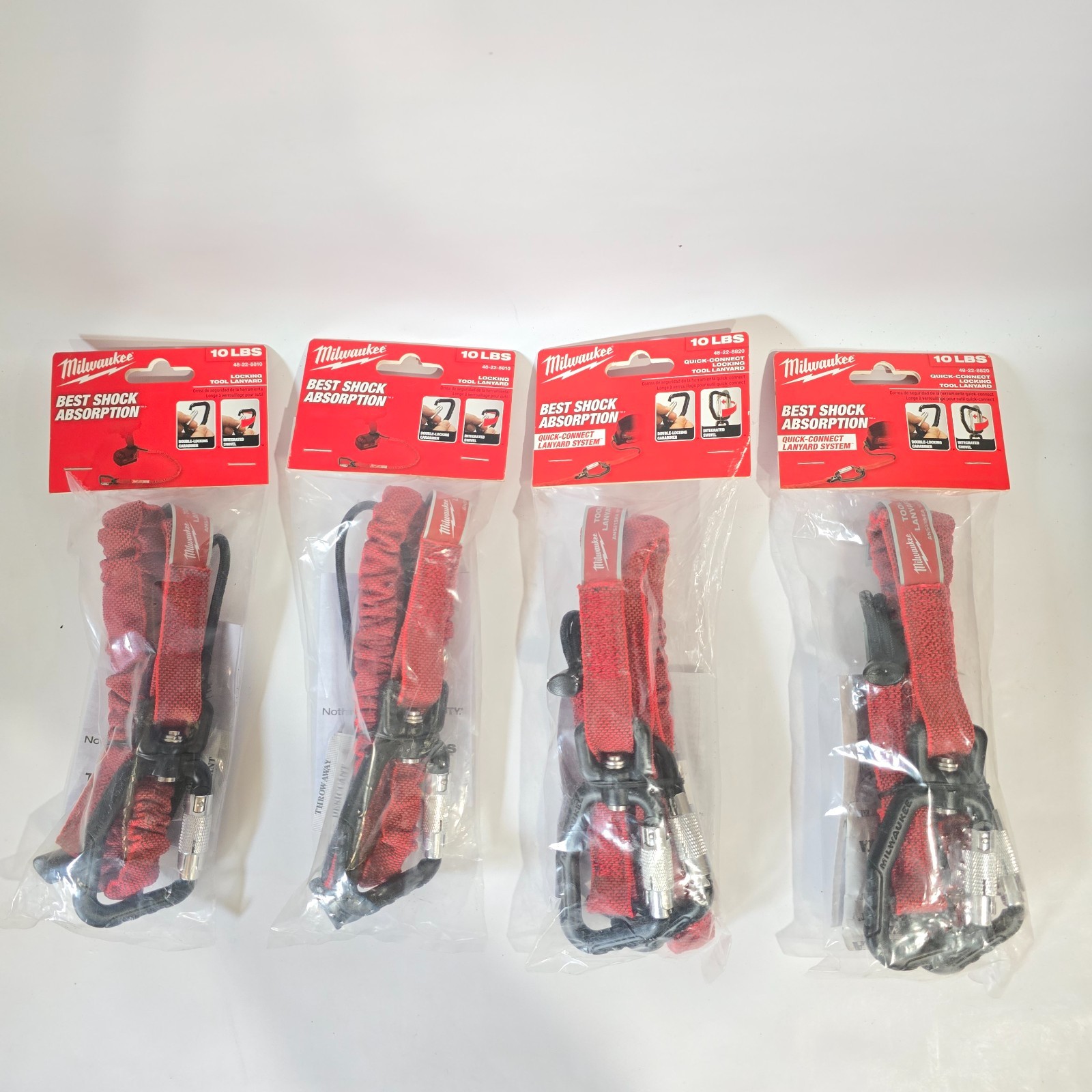 Lot of 4 Milwaukee Tool 48-22-8820 10 Lb. Quick-Connect Locking Tool Lanyard