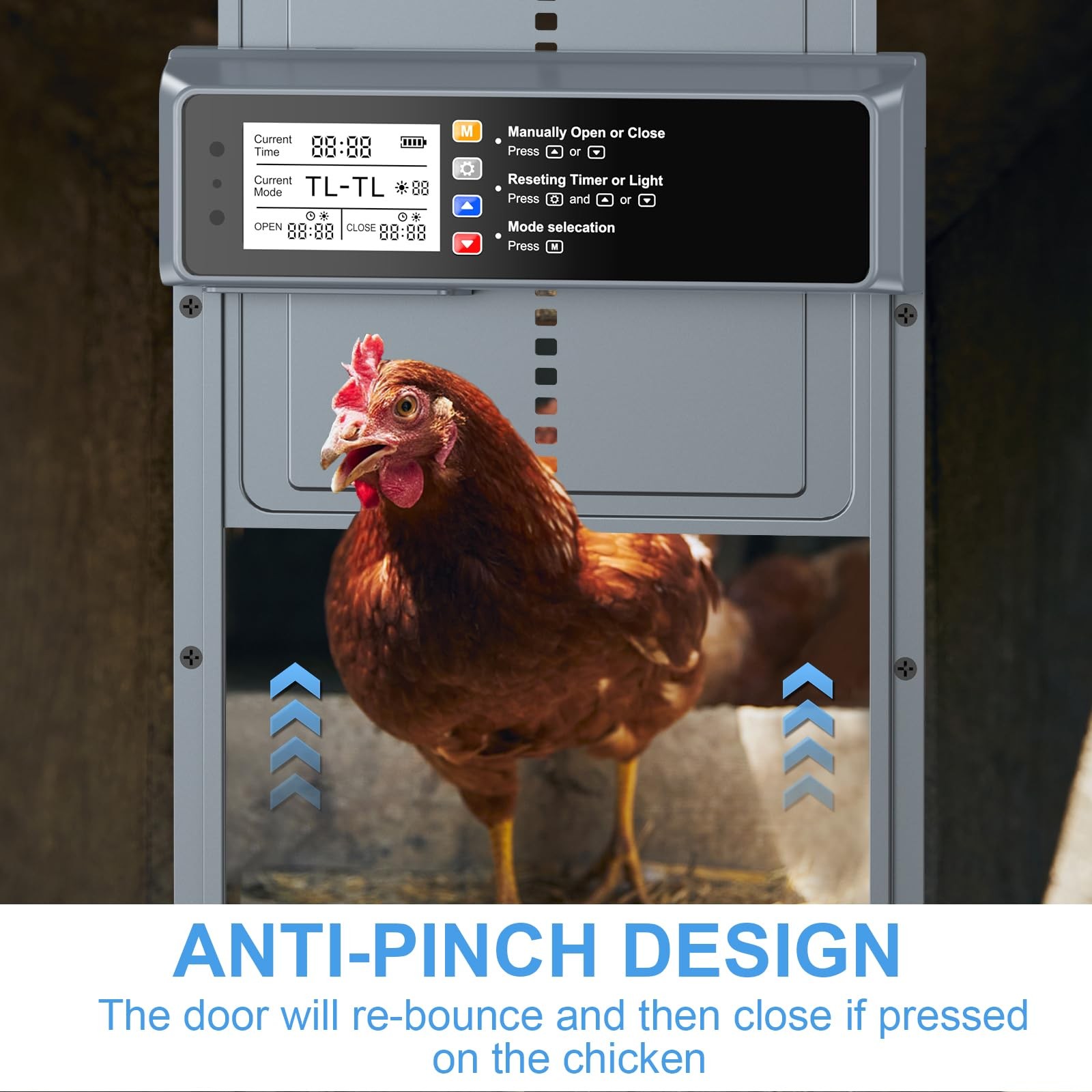 Automatic Chicken Coop Door Solar Powered, LCD Display Automatic Chicken Door...