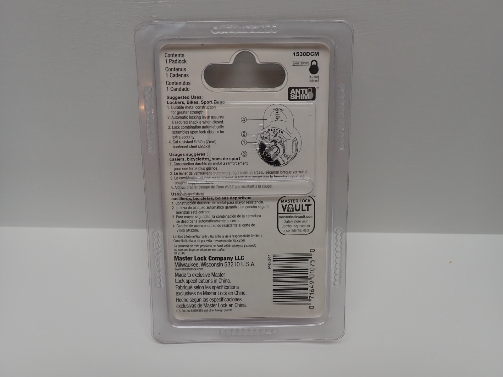 Master Lock Combination Locker Padlock Anti Shim Red Chrome 1530DCM