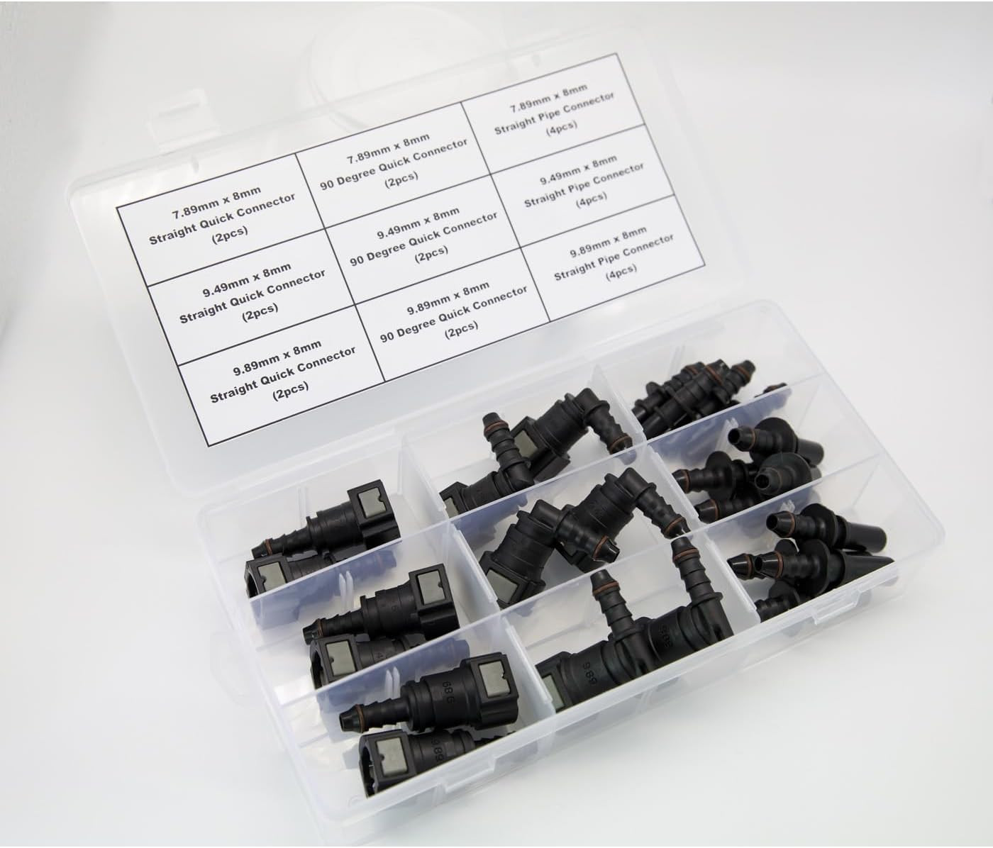 24PCS Assorted Fuel Line Quick Release Connector Kit - SAE 7.89Mm & 9.49Mm & 9.8