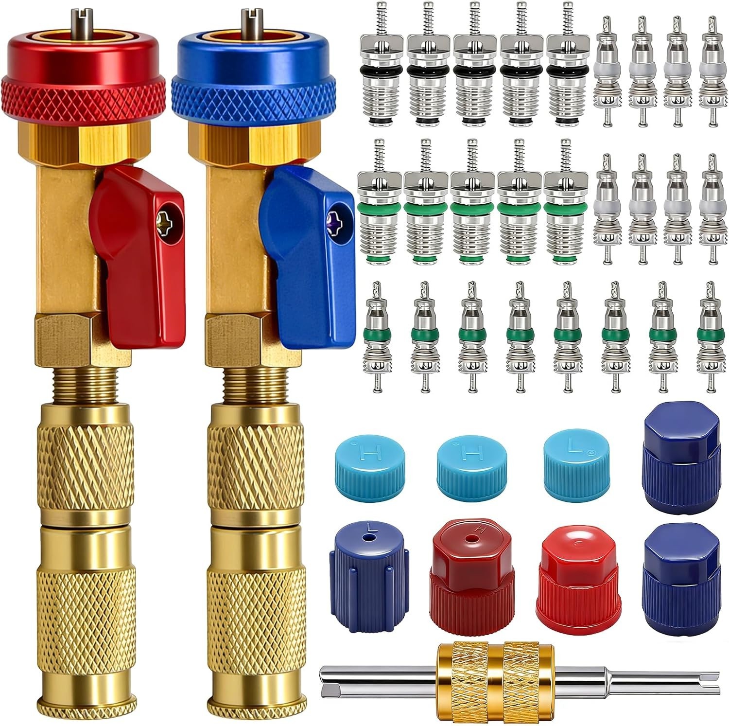 R134A Valve Core Quick Remover Installer Tool Kit - High Low Pressure Car A/C