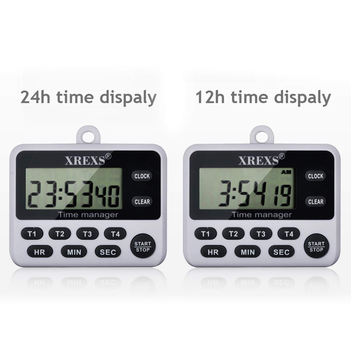 4-Channel Digital Kitchen Timer Clock with Large LCD Display, 4 Groups Simult...
