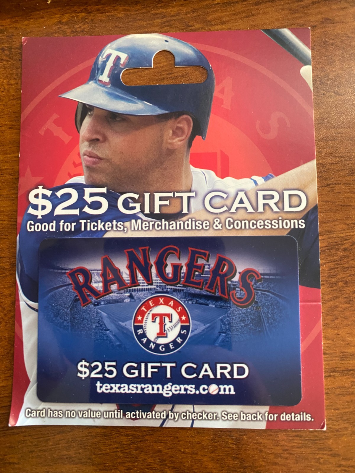 Rare Texas Rangers Collectible Gift Card (No Monetary Value)
