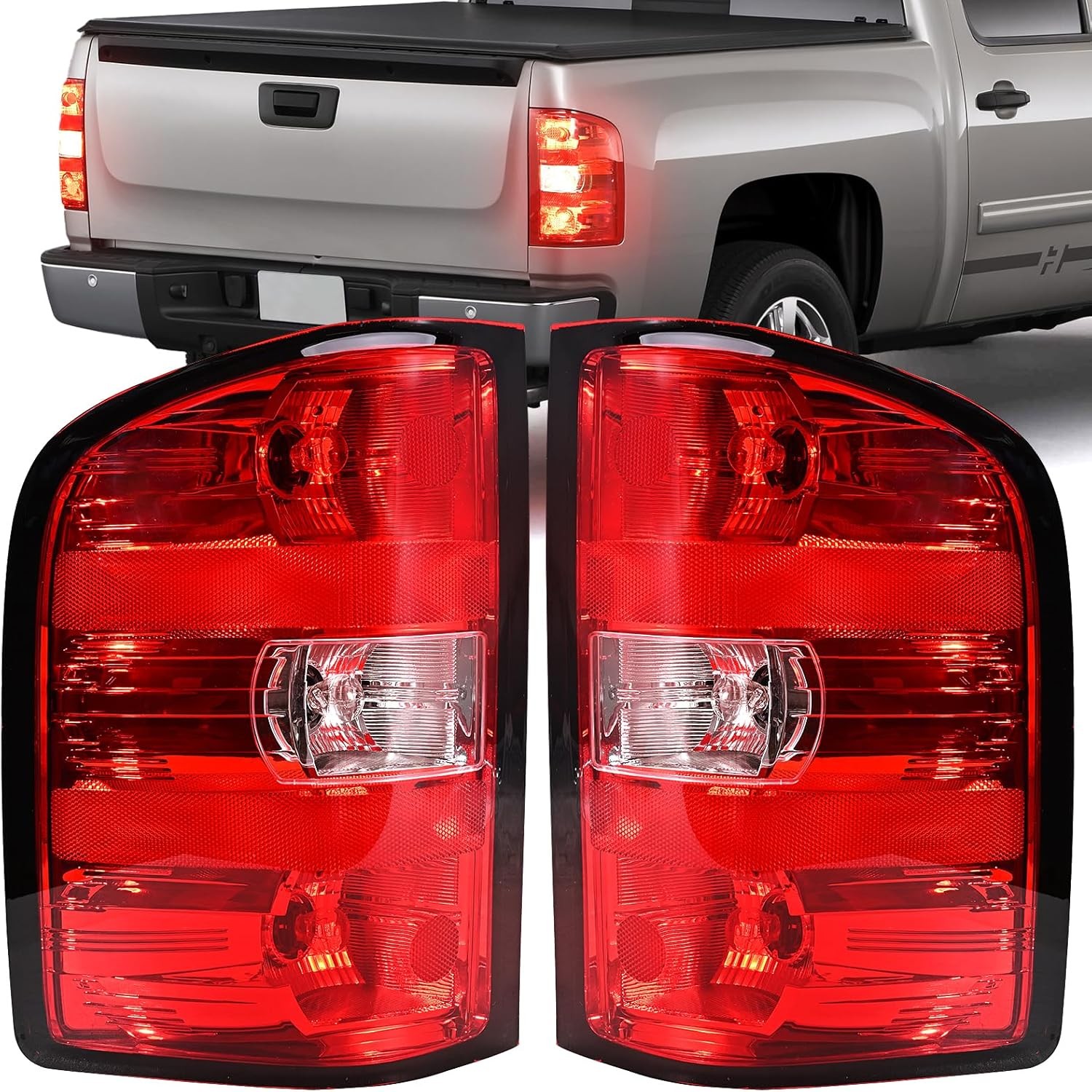 Pair Tail Lights Lamps For 2007-2013 Chevy Silverado 1500 2500 3500 HD LH RH