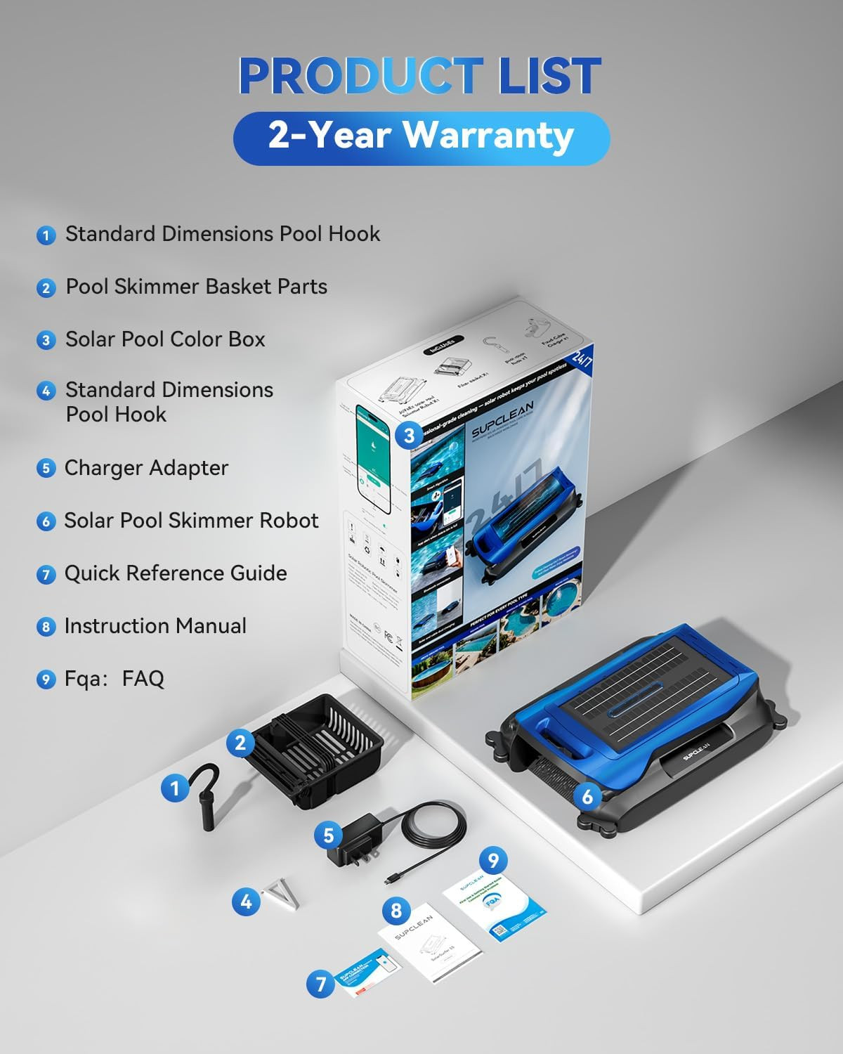 Solar-Powered Automatic Pool Skimmer Robot with APP for Inground Pools