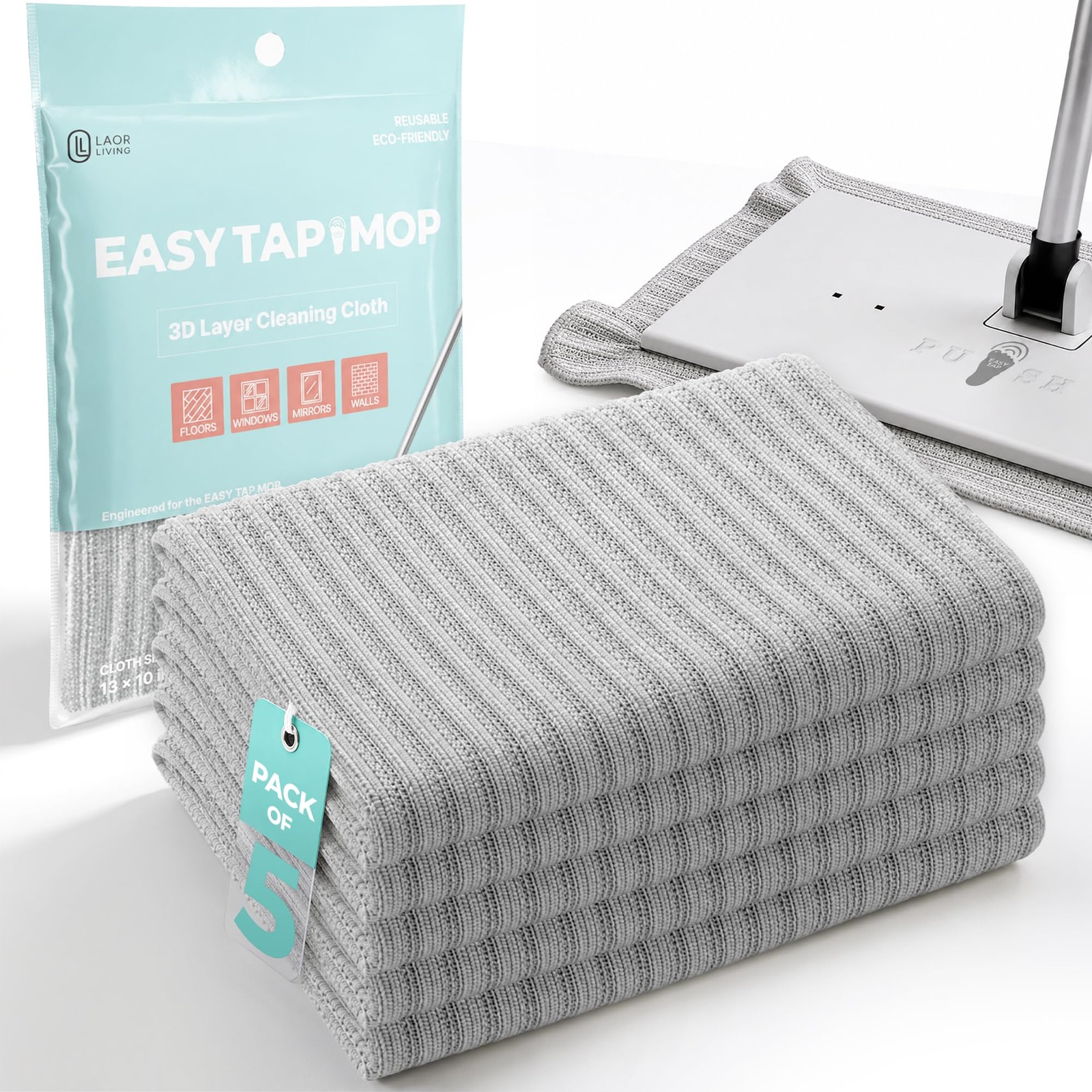 3D-Layer Cleaning Cloth - Reusable Microfiber Towel (13" x 10") Multi-Purpose...