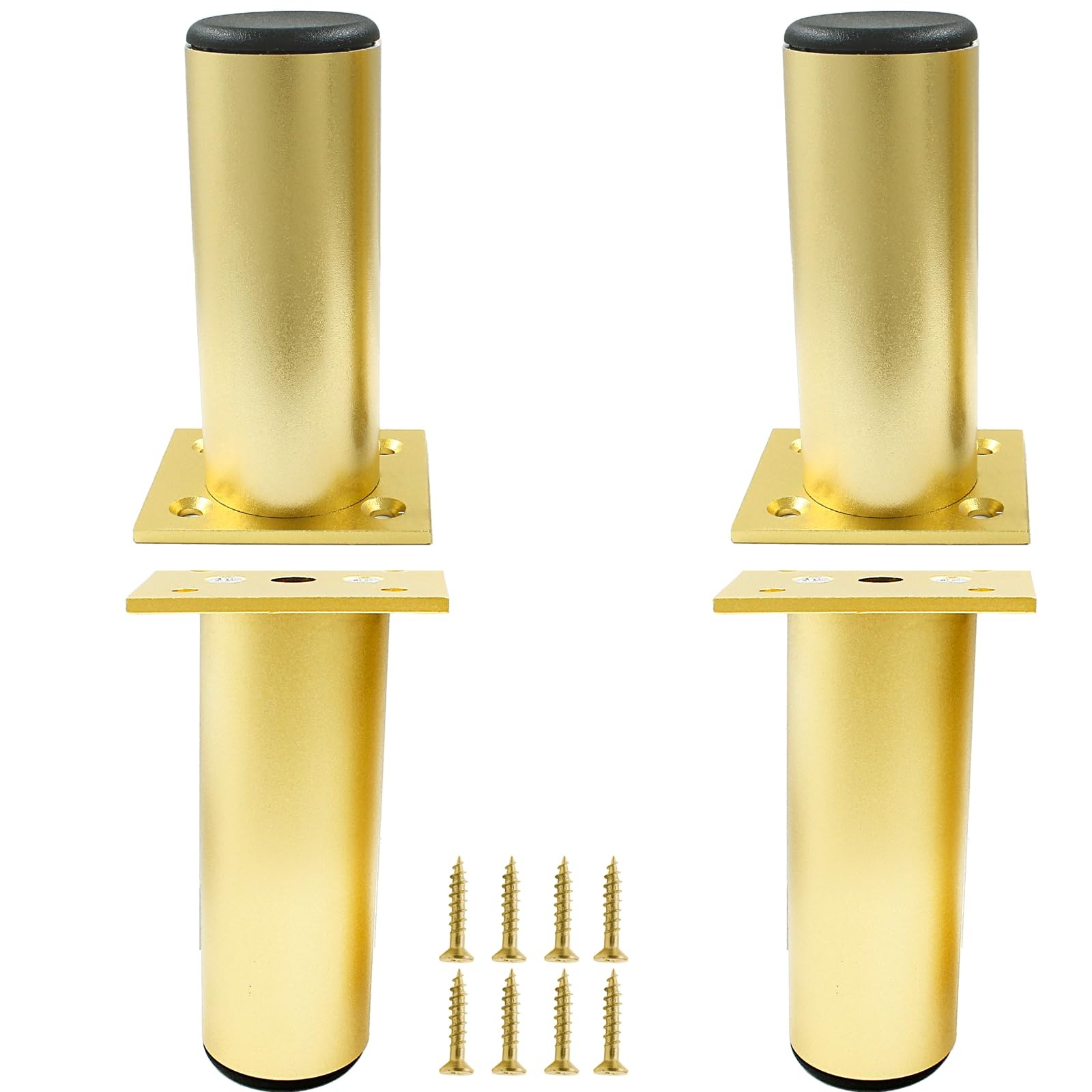 4 PCS 4 inch Gold Aluminum Alloy Furniture Legs 1.5in Dia Adjustable Feet