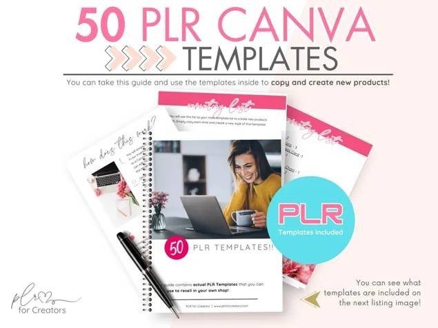 DIGITAL - 50 PLR Canva Templates: Etsy Seller Bundle EDITABLE