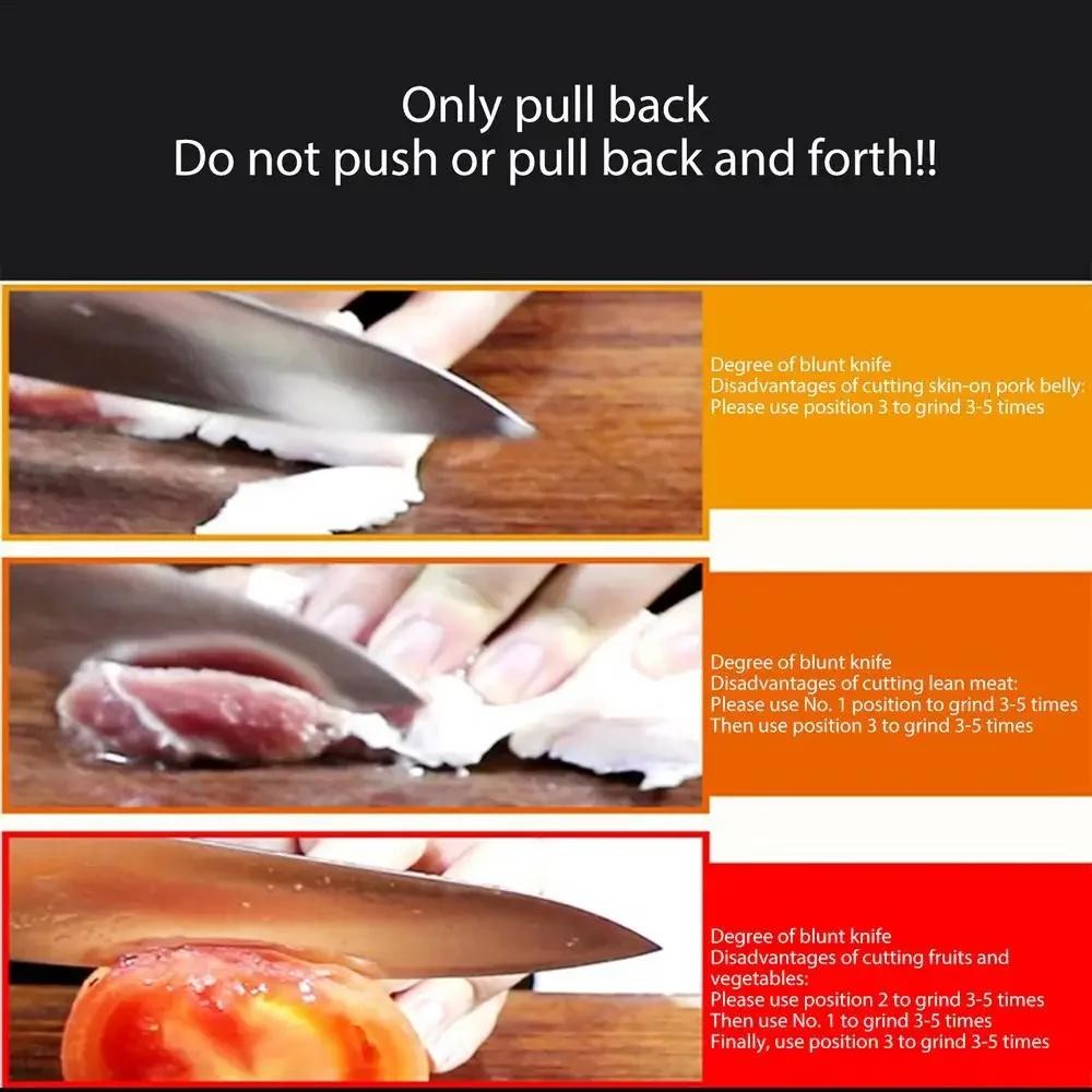 Kitchen 4-stage Knife Sharpener Multifunction Portable with Non-slip Base