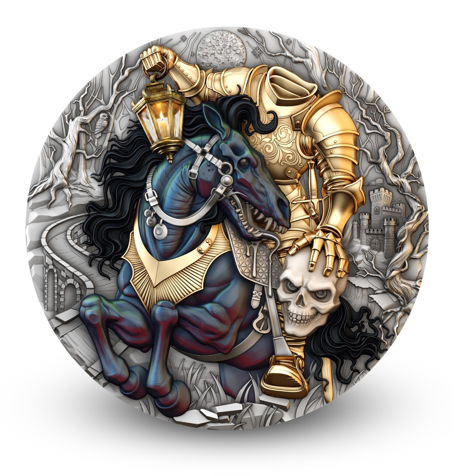 SOLD OUT 2026 Niue Headless Rider 2 oz Silver High Relief Antiqued Gilded Colori