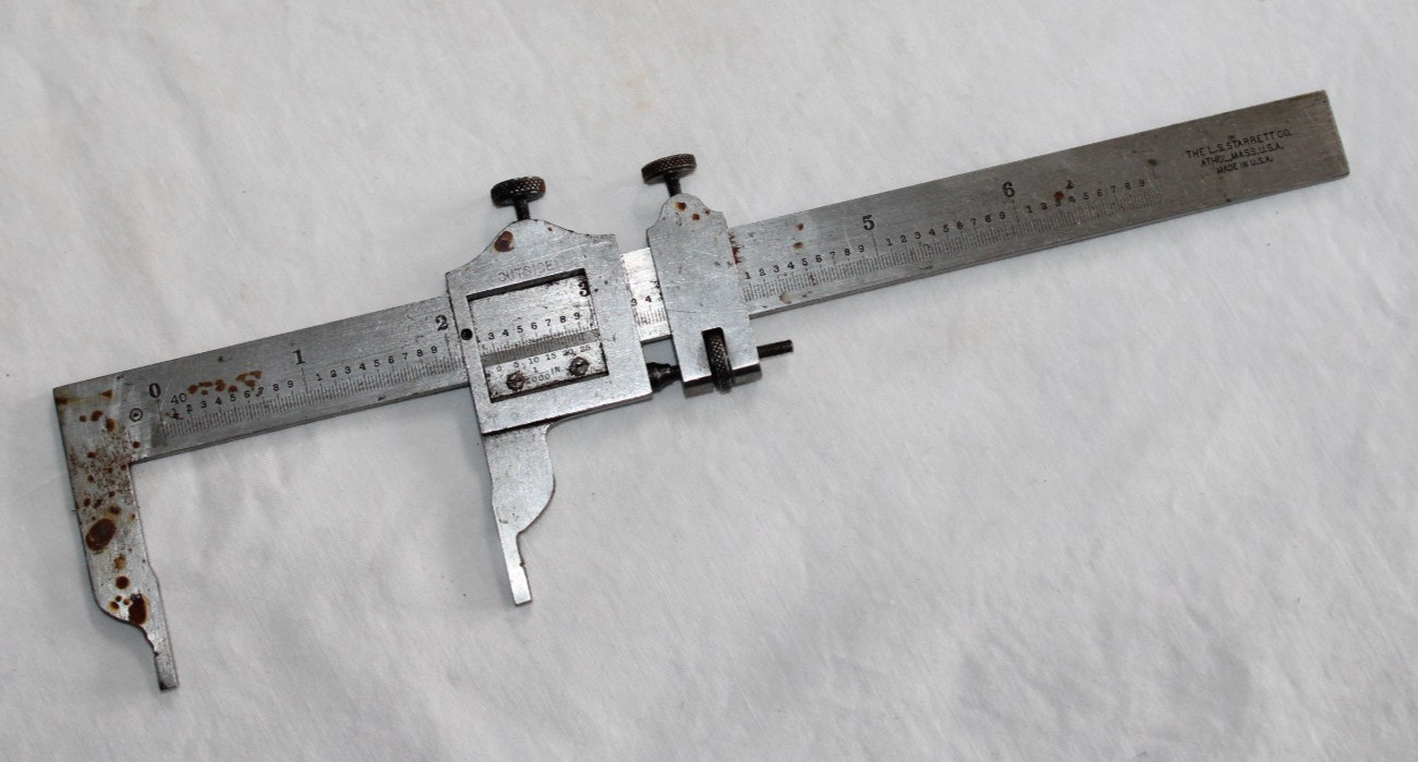 Vintage L.S. Starrett No. 122 M&E Machinist Vernier Caliper 7 Inch Made in USA