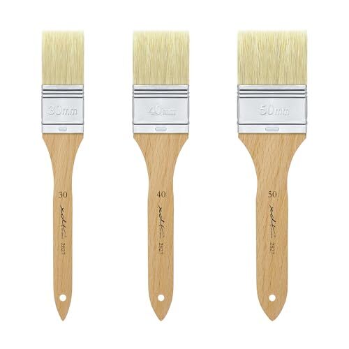 XDT#2827 Hake Artist Paint Brush 3 Piece Set, Hog Bristle Paint Brush for