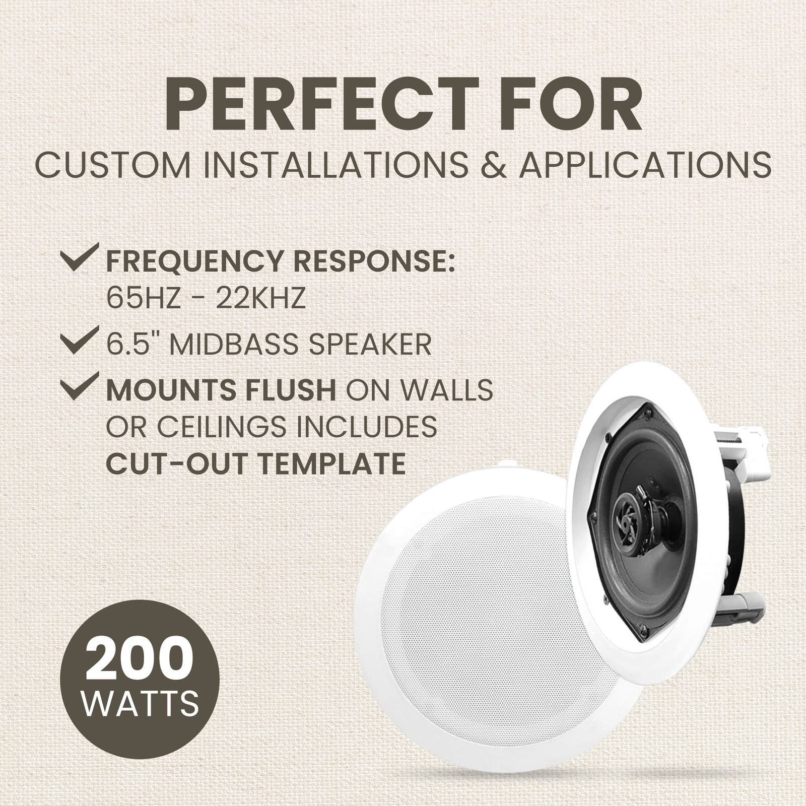Pyle Home PDIC PRO Max Series 6.5'' Round Flush Mount Ceiling Speakers, 8 Pack