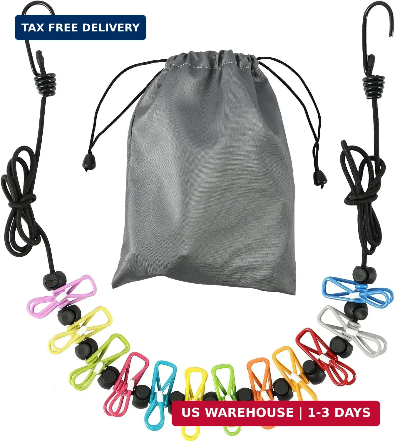 Retractable Portable Clothesline for Travel, Clothing line with 12 Clothes Clips