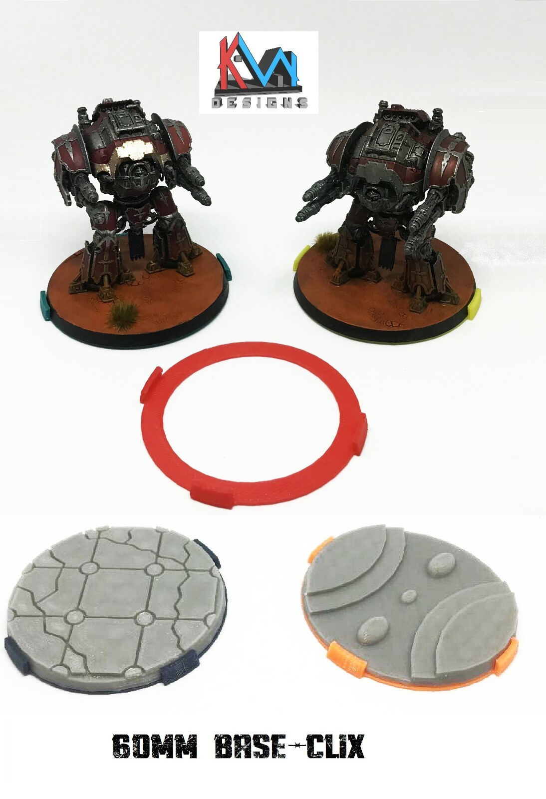 3D Printed - 60mm Base-Clix - Squad Markers for Miniature Bases