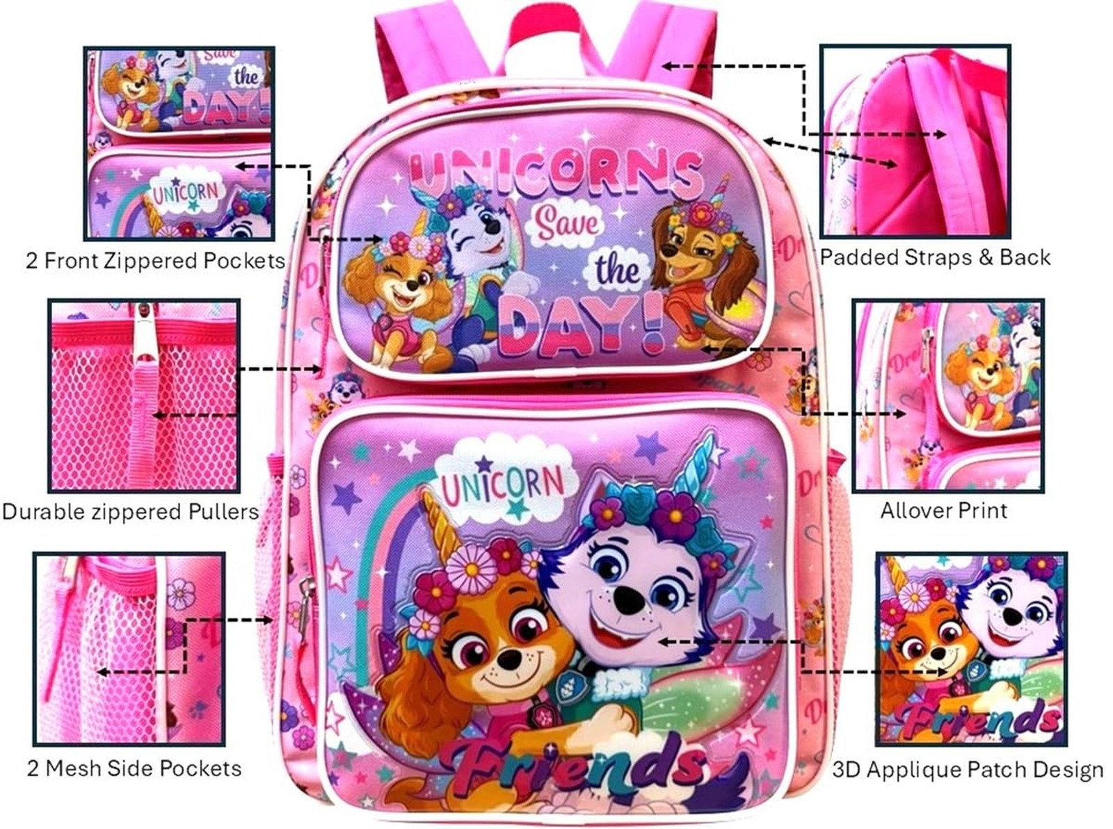 Fast Forward Kid’s Licensed 16” Large School Backpacks with Multiple