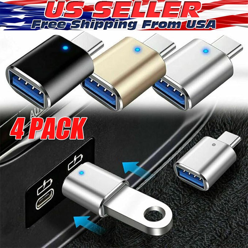 4 Pack USB-C 3.1 Male to USB A Female Adapter Converter OTG Type C Android Phone