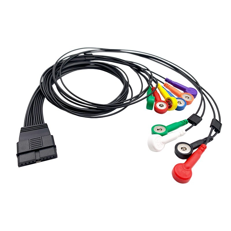 10-pin Flat Connector EKG Cable 10 Leads Snap,Compatible with Schiller MS-12