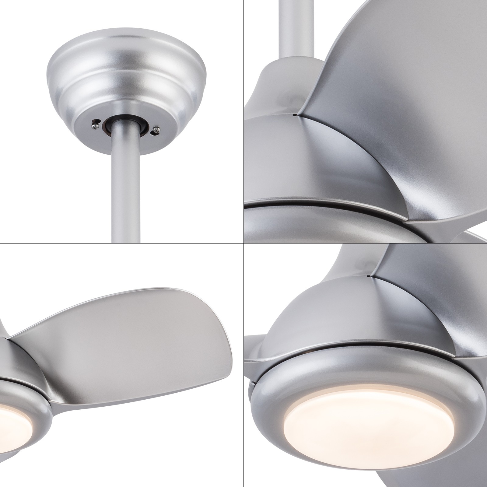 30 Inch Silver Ceiling Fan with Light & Remote Control , 3 Blades Design New