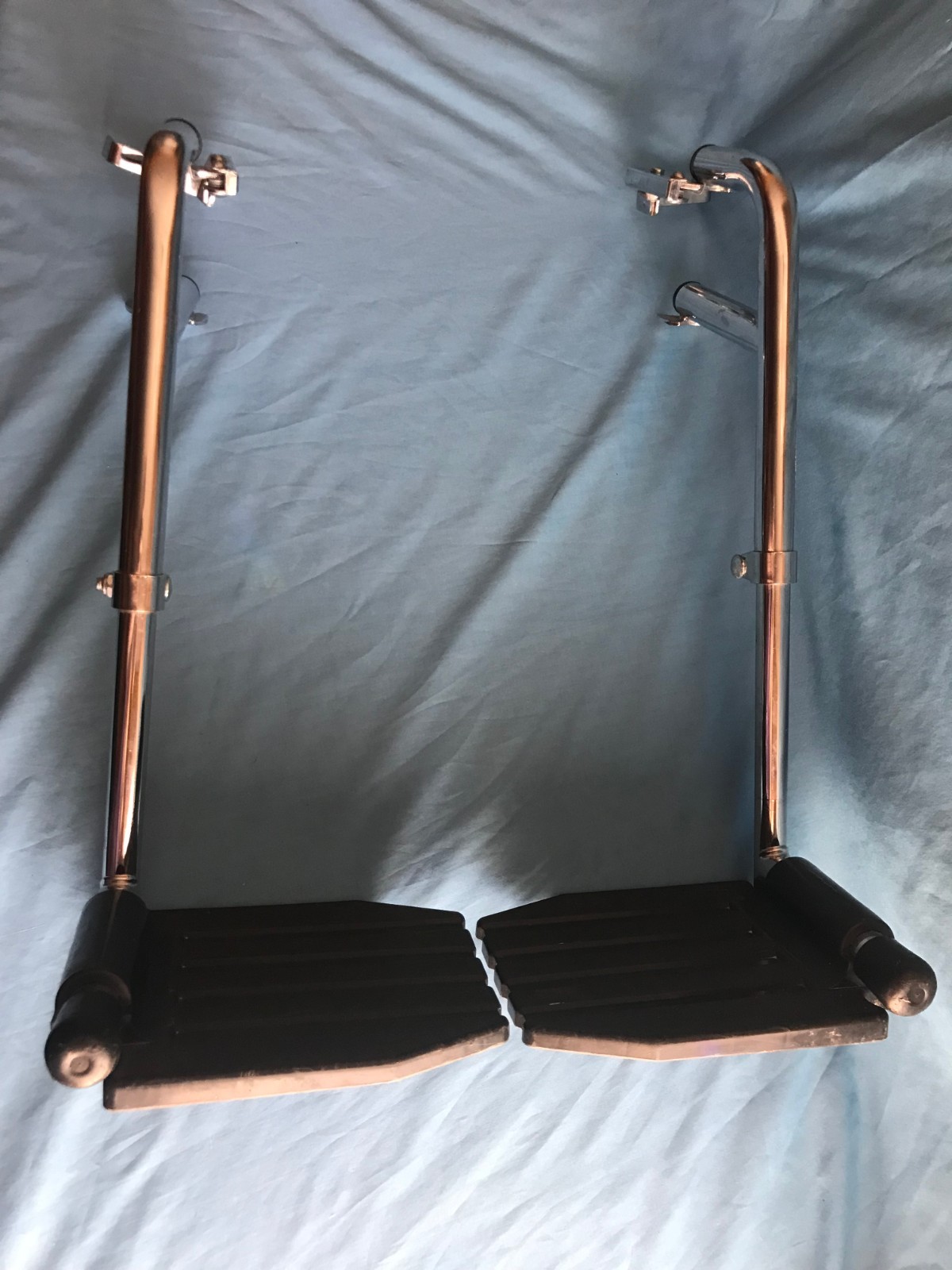 Pair of Adjustable Wheelchair Footrests #10508 w/ Flip-Up Foot Plates