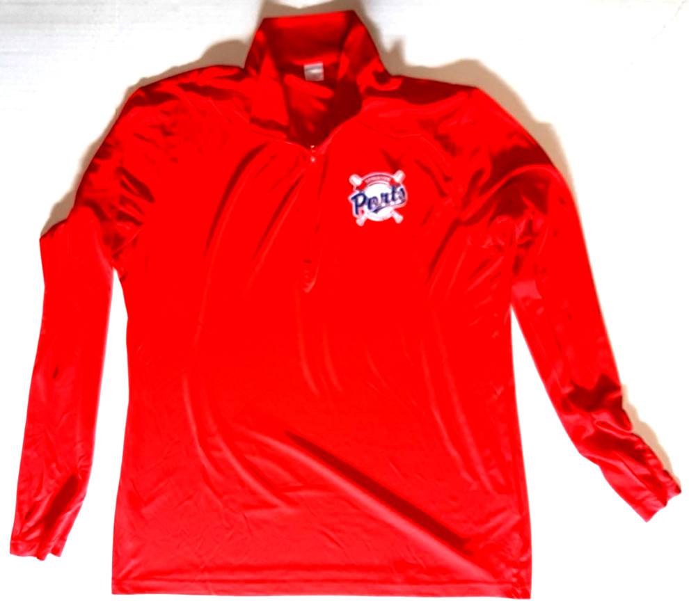 Stockton Ports MILB RED Dry Fit Baseball Zip Collar Shirt by SportsTec Adult LG