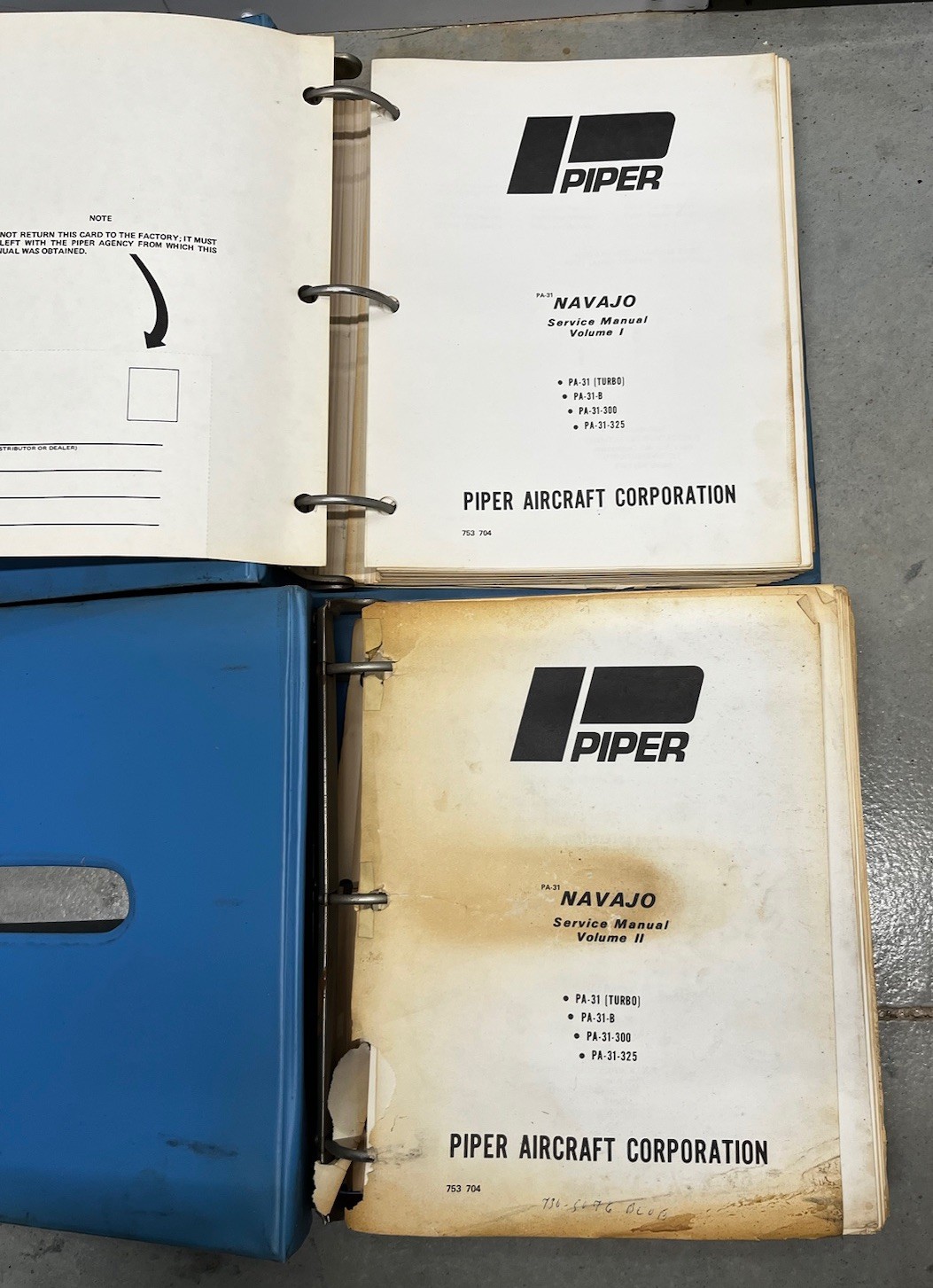 Piper PA-31 (Turbo) PA-31-300/-325 Navajo Service Manual (2Vols) 753-704 OEM
