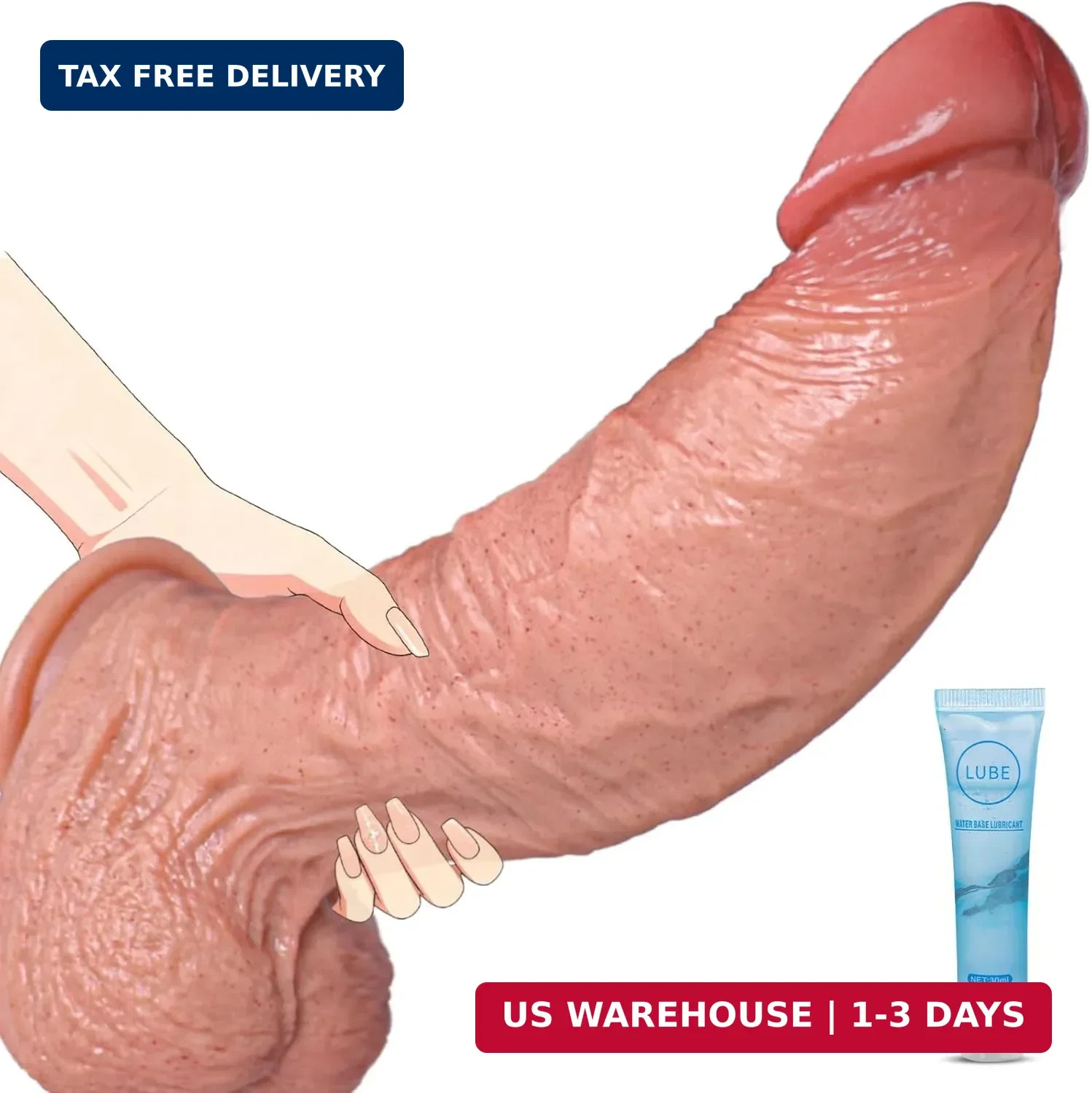 10.5 Inch 0° Silicone Huge Thick Dildo - 8.6'' Girth Big Curved Dildo with Stron