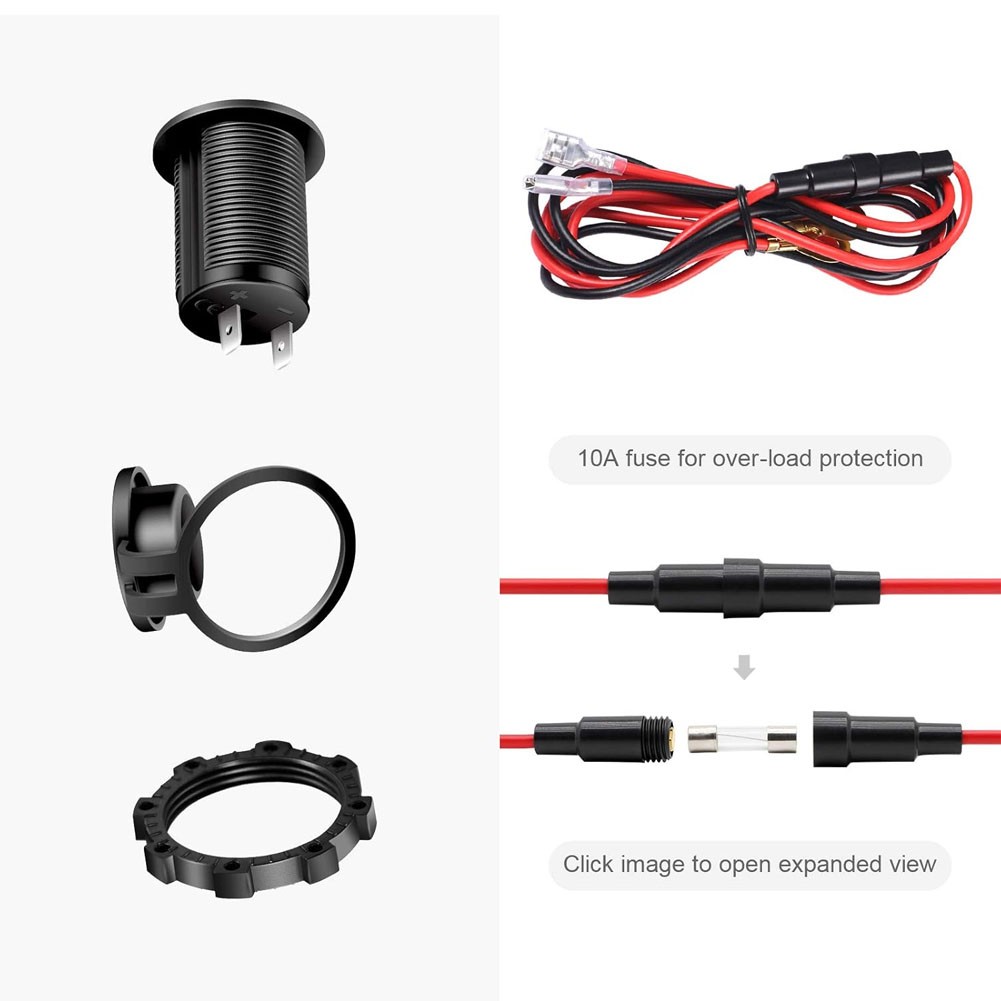 12V Car Marine Cigarette Lighter Socket with Red LED Power Oulet Socket Adapter