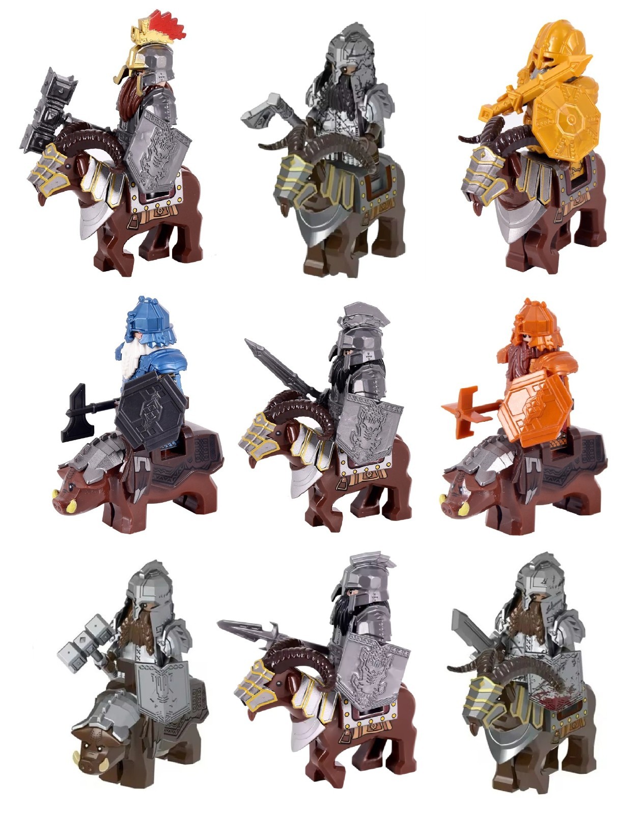 MOC LEGO Lord Of The Rings Mounted Dwarves! Custom Minifig - BUNDLE AND SAVE!
