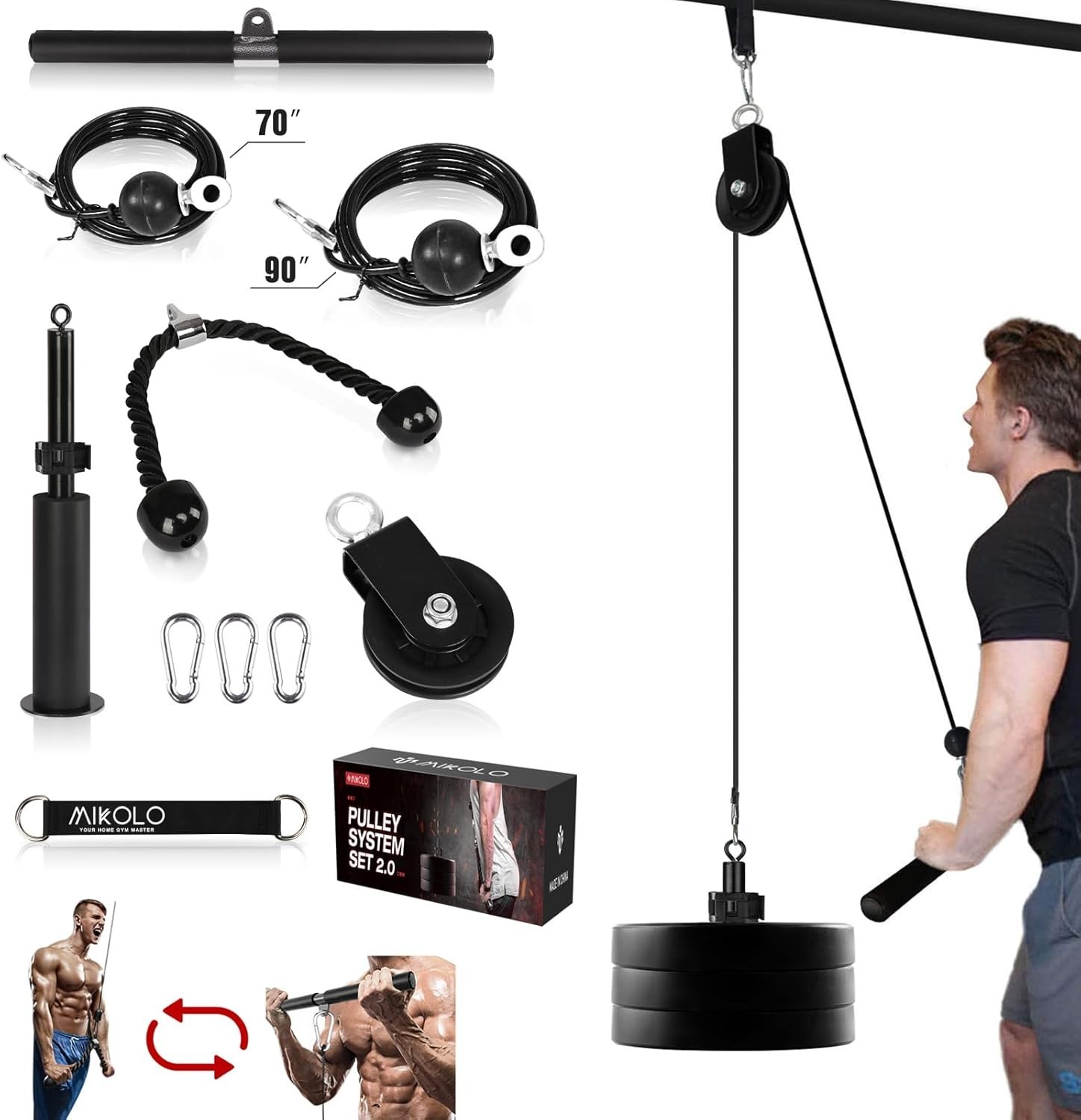 Weight Cable Pulley System Gym Professional Home Gym Equipment Upgraded Fitne...