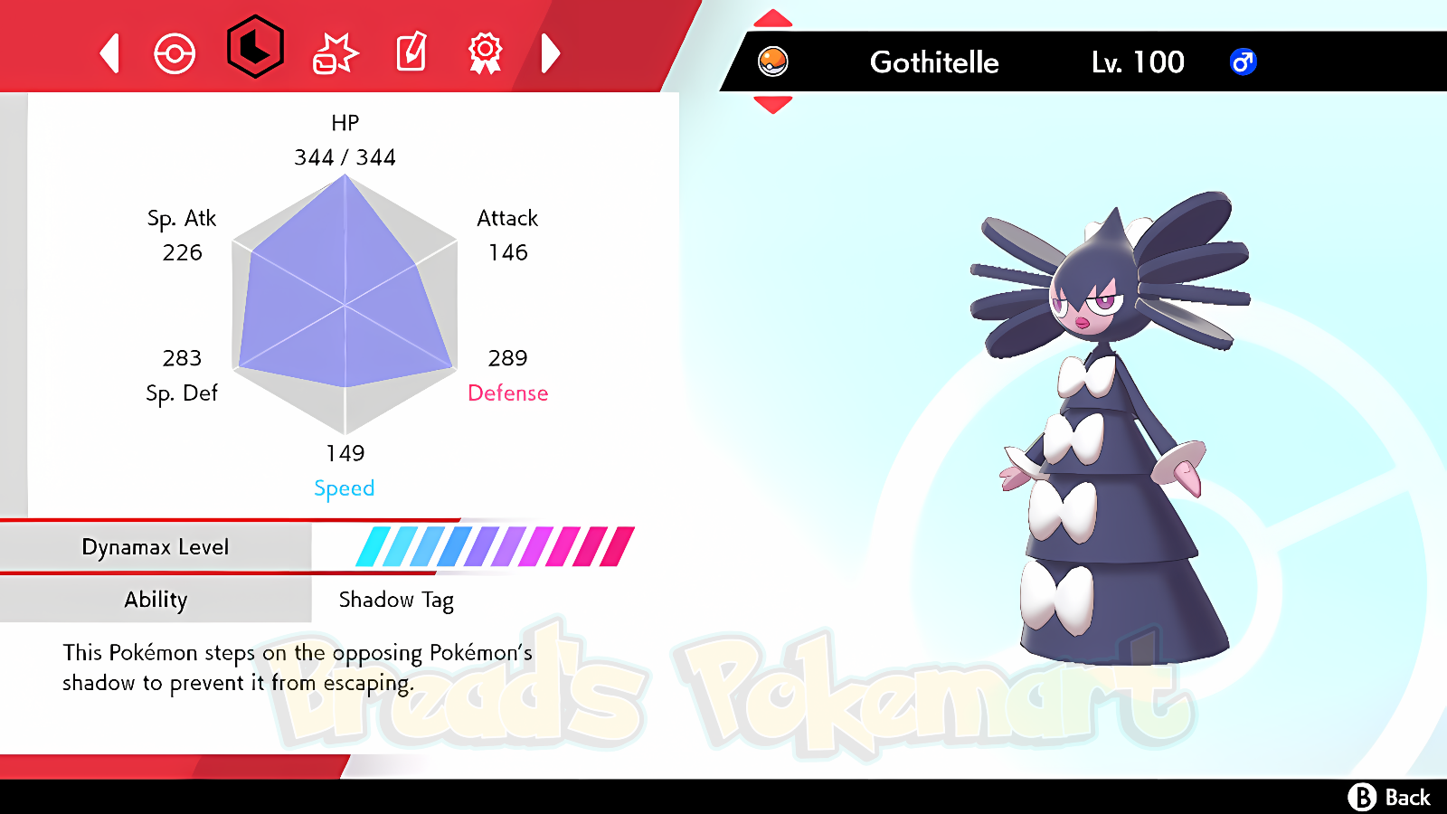 GOTHITELLE ✨ Ultra SHINY 6IV ✨ Pokemon SWORD and SHIELD lv100 EVs +MasterBall