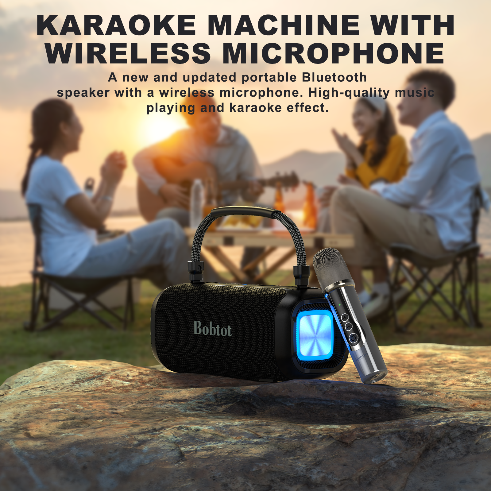 Karaoke Bluetooth Speaker Portable Waterproof Speaker with a Wireless Microphone