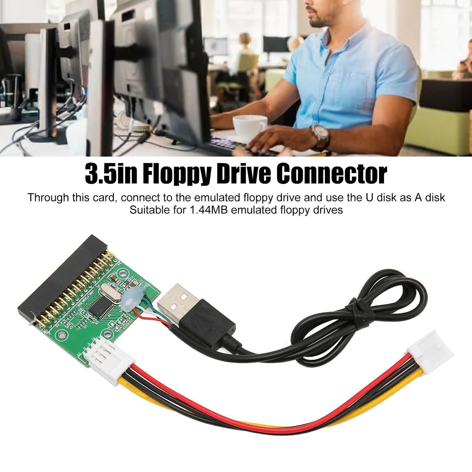 1.44MB 3.5in Floppy Drive Connector Plug and Play 34 PIN to USB Cable Adapter