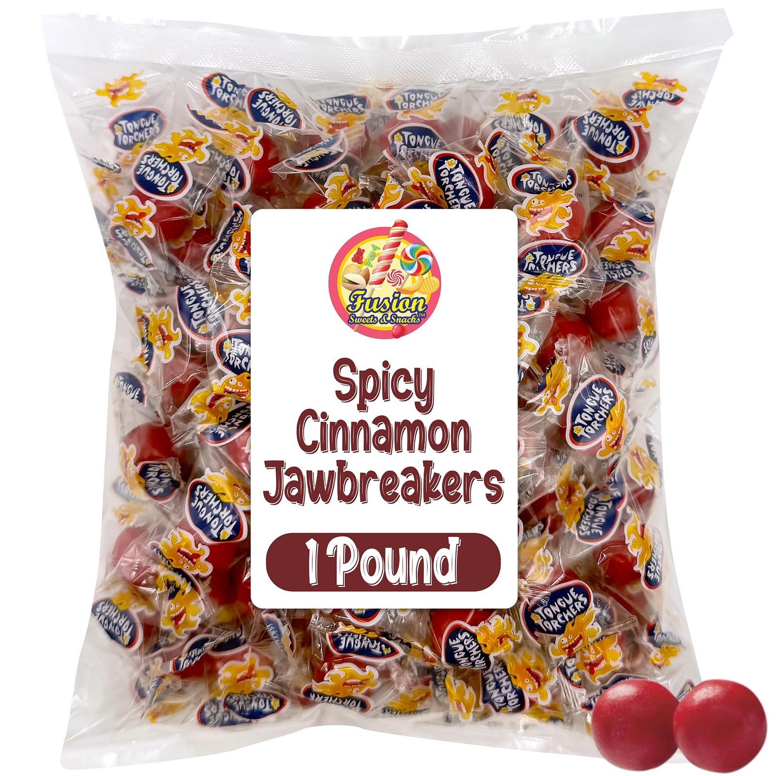 Cinnamon Jawbreakers 1 lb Bag - 80 Count Individually Wrapped Hard Candy