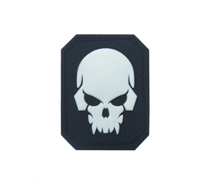 DEMON SKULL DEVIL 3D  PVC RUBBER HOOK & LOOP PATCH BADGE GLOWING IN DARK