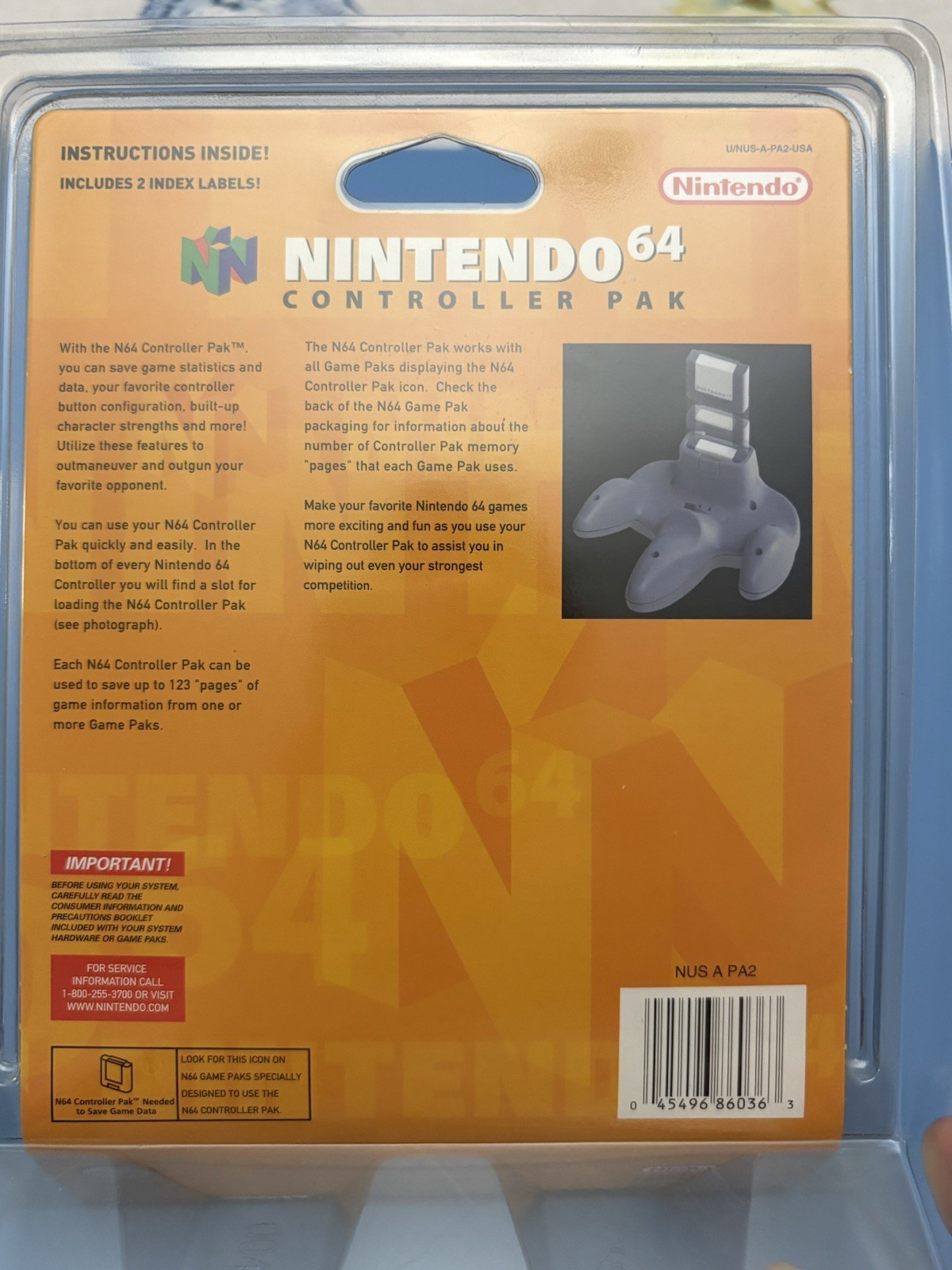 Nintendo 64 NUS-004 Controller Pak Sealed New In Package