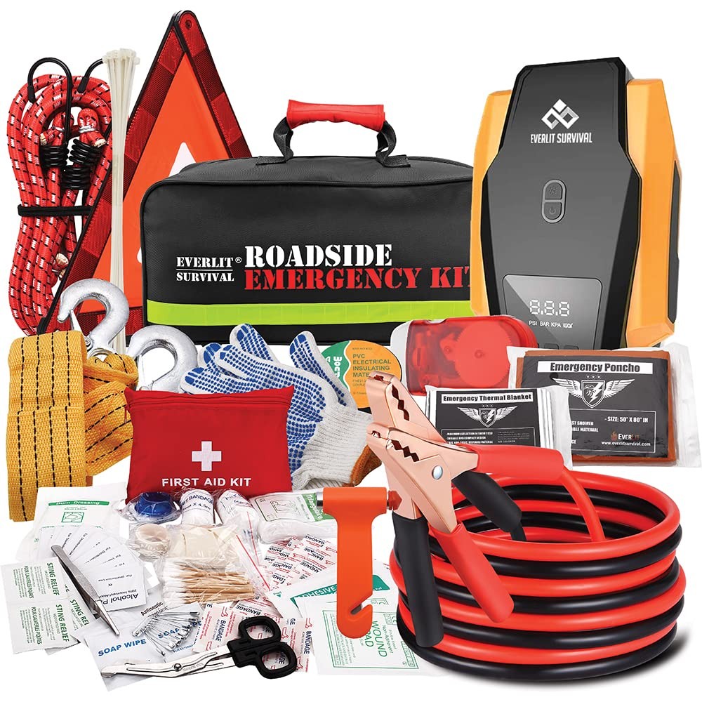 Everlit Survival Car Emergency Kit, Roadside Safety 108 Piece Set, Multicolor