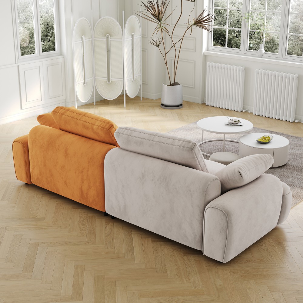 Modern 2-Seat Sofa Gray Yellow Suede Velvet Sofa Upholstered Free Shipping