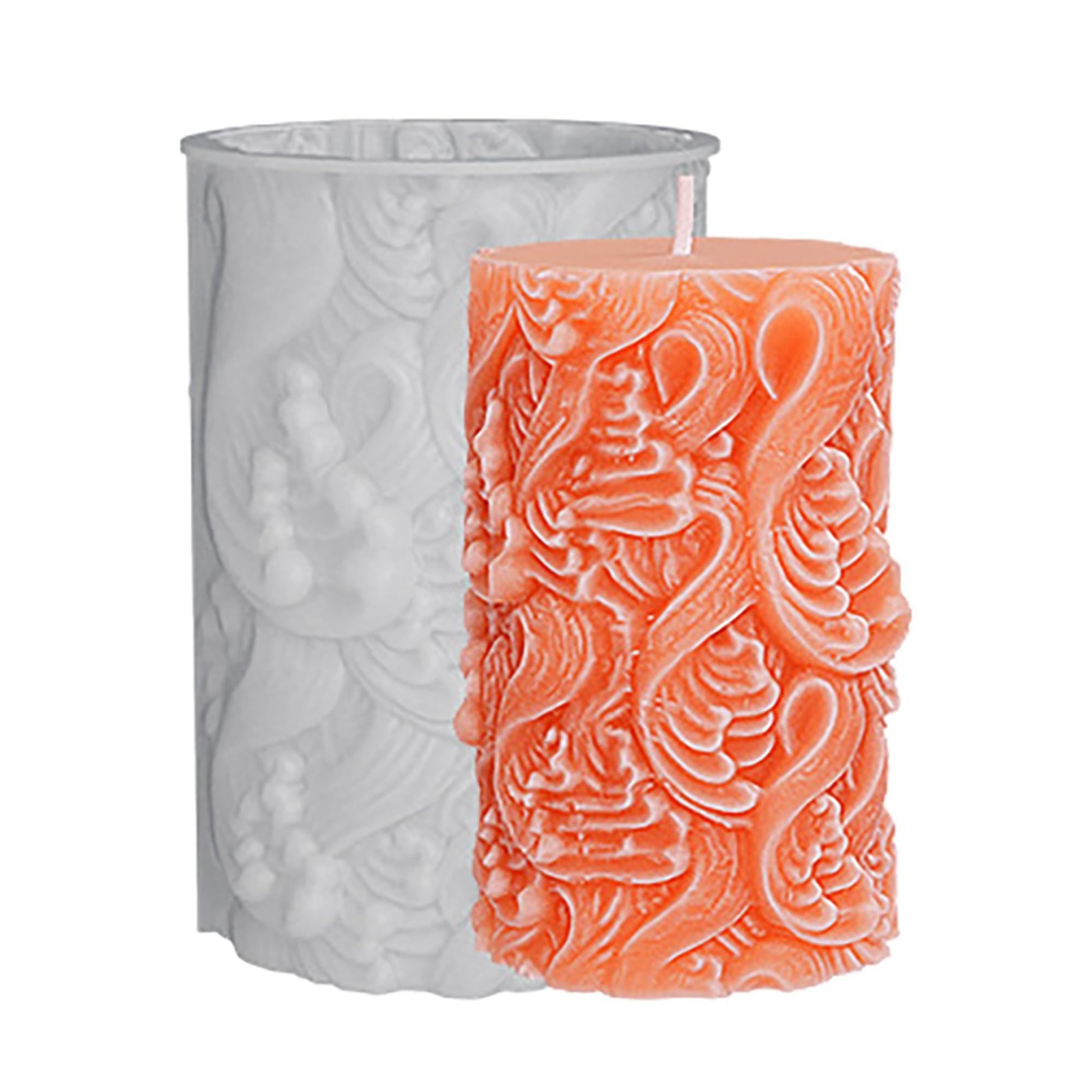 Flower Petal Cylinder Candle Mold - Resin Casting Silicone Molds for Home Dec...