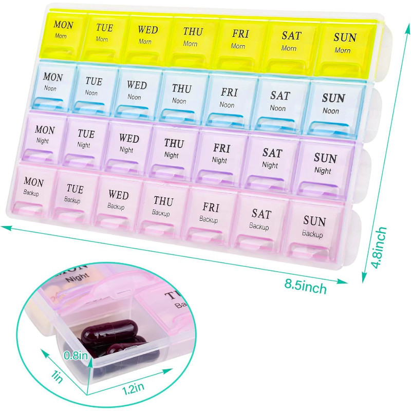 7-Day AM/PM Pill Organizer, Vitamin Case, Medicine Box TRAVEL CASE HOLDER Med.