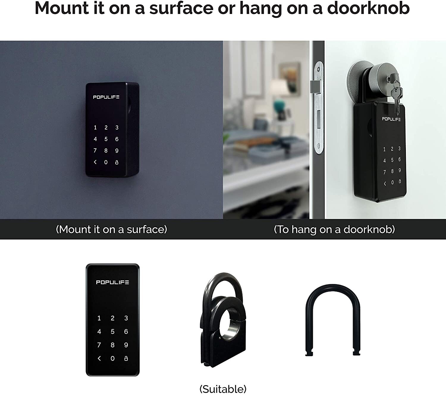 Populife Agent Home Lock Box smart Keybox Bluetooth Key Replaceable Password New